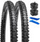 YunSCM 2Pcs Faltbarer 20 Zoll Reifen 20x1.95 Mantel und 2Pcs 20 Zoll Schlauch Schrader Ventil AV32mm, kompatibel Mountainbikes, Citybikes, Rennräder 50/54-406 20x1.95 20x2.0 Fahrradreifen und Schlauch