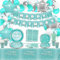 Décorations d'anniversaire bleu sarcelle et argent pour les filles et les femmes, comprenant une bannière Happy Birthday, une nappe, des ballons, de la vaisselle en papier, pour 20 invités