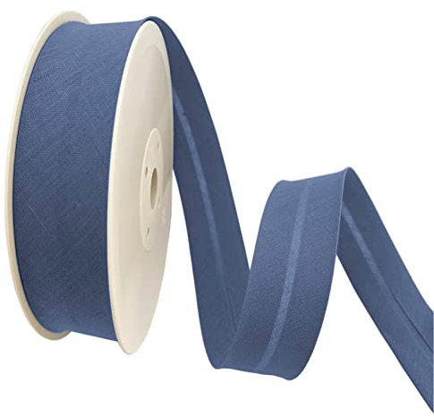 TEXTEX = 40 mm Breites Schrägband. 50% Baumwolle und 50% Polyester. Stück von 10m - (Mittelblau)