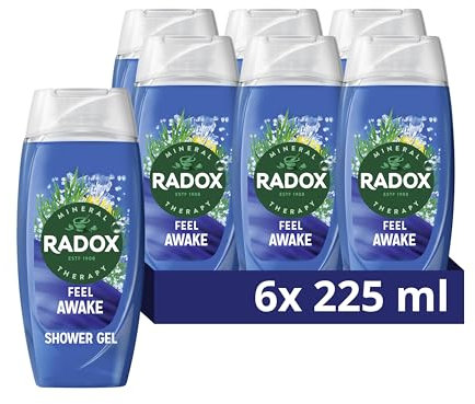 Radox Mineral Therapy Feel Awake Men 2in1 Shower Gel & Shampoo with Fennel & Sea Minerals - 225ml (Pack of 6)