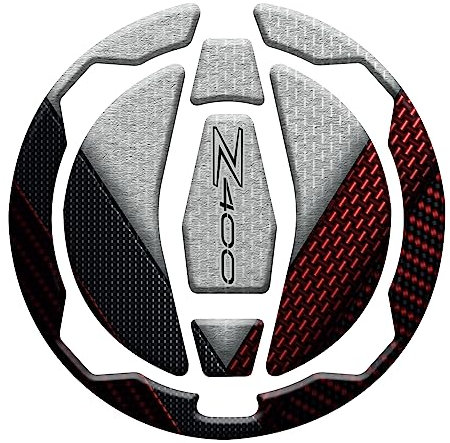 Aufkleber aus Kunstharz, 3D-Effekt, kompatibel mit Kawasaki Z400 (rot und weiß, Kappenschutz)