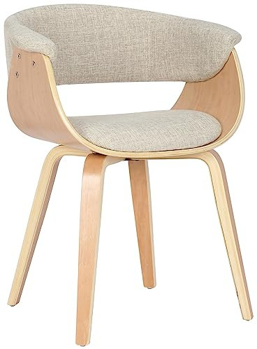 CLP Esszimmerstuhl Bruce mit Stoffbezug, Holzgestell, in stilvollem Schwarz für Esszimmer oder Küche | Sessel bis 150 kg belastbar, Farbe:Creme, Gestell Farbe:Natur