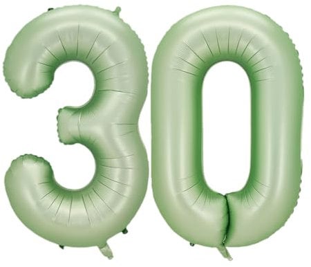 Guoguonb 40 Zoll Zahl 30. Geburtstag Deko Riesen Aufblasbar Helium Folienballon Nummer 30 Luftballons Personalisiertes Design Ballon für Gedenktag Geburtstag Dekoration (Wassermelone Grün)