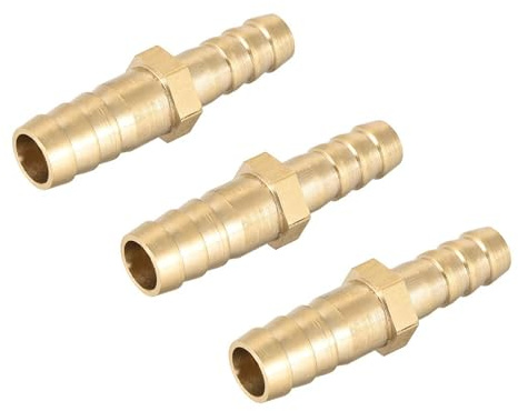 TA-VIGOR Lot de 3 raccords cannelés droits en laiton de 10 mm à 8 mm, raccords droits pour eau, gaz, huile, bateau, tuyau d'air