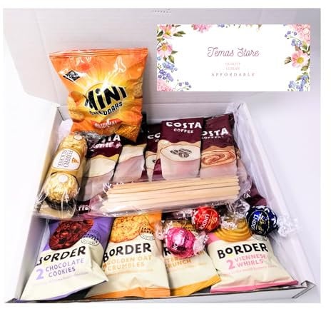 Temas Instant Coffee Gift Box For Men and Women - Coffee Lovers Gifts Set Hamper - Instant Coffee, Border biscuits, Chocolates, and Stirrer - Delights for All Occasions (Coffee Box B)