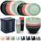 Evanda Plastic Dinnerware Sets 32 Piece Service for 8 with a Portable Oragnizer Bag, Reusable Plates and Bowls Sets Include Cups, Bowls, Dishes for Home, Camping, Picnic, Outdoor (Mutil Color)