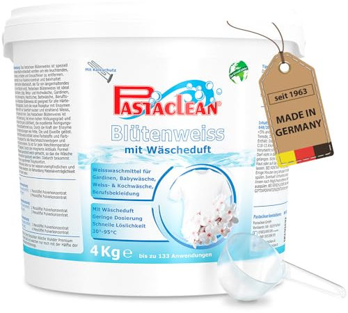 Pastaclean® Blütenweiss (133WL) Weißwaschmittel mit Wäscheduft I Stark gegen Flecken I Waschmittel für Weiß- & Kochwäsche, Gardinen