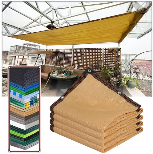SSFMSF Toldo Vela de Sombra Red de Protección Solar, Toldo Vela Rectangular Malla Sombra Exterior 90% UV Red de con Ojales, para Invernadero Jardín Patio Césped. (Amarillo | 1 * 1m)
