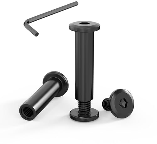 20 Vis de Raccordement M6x12 Pour Meubles, Assemblage en Acier Inoxydable A2 V2A, Connecteur d'Armoire Oxyde Noir Avec Clés Allen