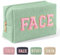 MAGEFY Chenille Letter Kleine Make up Tasche für Handtasche, Cord Kosmetiktasche mit Fächern Cord Schminktasche Reise Make up Tasche für Mädchen Frauen, Grün-FACE
