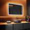 Arrondi Mural Miroir Salle de Bain LED 100x70cm, Miroir avec 3 températures de Couleur (2700K / 4000K / 6000K), Interrupteur Tactile, Anti-buée,Haut-Parleur Bluetooth Intégré, LED Lumineux Miroir