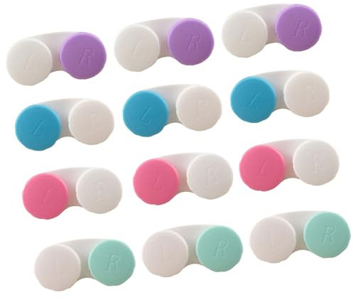 12 Stück Kontaktlinsenbehälter Geeignet für Weiche Harte Linsen Tragbar Reise Kontaktlinsen Set für Zuhause und Reisen Hygienisch und Sicher