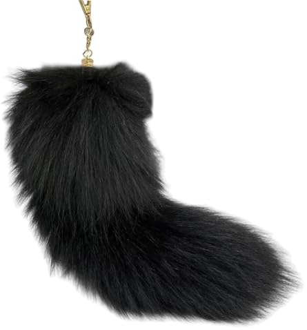 Kexpery Porte-clés queue de renard en fausse moelleuse, queue de Therian, queue de renard, porte-clés queue d'animal mignon, porte-clés pour sacs, breloque, porte-clés, costume de cosplay,