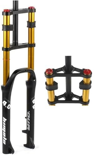KLYso 1-1/8 Gabelschaft 140mm Federweg QR E-Bike Vorderradgabel Mountainbike Doppelschulter Rückprallfedergabeln for 4,0 Fat Tire ATB/BMX Fahrrad Luftgabeln Fat
