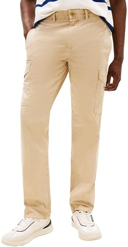 Tommy Hilfiger Herren Cargo Hose Denton Twill mit Taschen, Beige (Sandalwood), 33W/32L