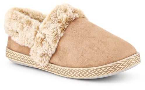 Pavers Warm-Lined Memory Foam Slippers - Taupe Size 8