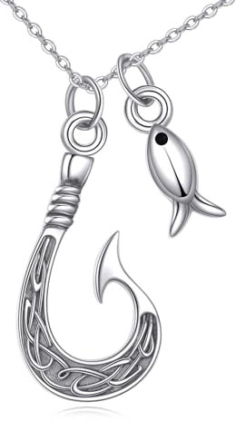 ONEFINITY Fish Hook Necklace 925 Sterling Silver Fish Hook Pendant Necklace Fish Hook Jewelry For Women