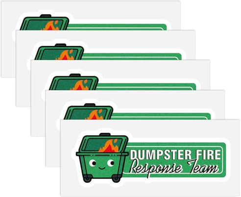 5stk Feuer-Meme-Aufkleber, Lustige Müllcontainer und Feuerwehr Aufkleber Müllcontainer und Feuer Aufkleber für Laptop Wasserflasche Becher Schutzhelm
