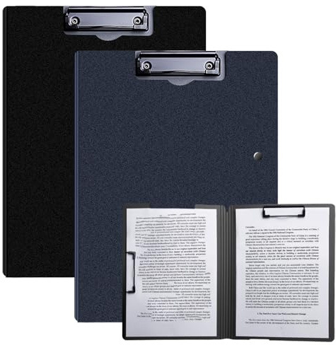 Klemmbrett,2 PCS A4 Klemmbrettmappe, 2 Robustem Clip,Schreibbrett für Büroangestellte, Studenten, Lehrer,Büro，Baustelle,Schule,Clipboard,Schwarz（Jeweils eines in Schwarz und Blau）
