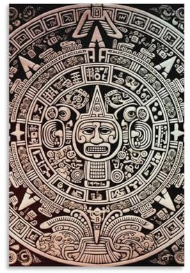 Leinwand zum Aufhängen, rahmenlose Bilder, Maya-Kalender Ende der Welt, ästhetische Wanddekoration, für Schlafzimmer, Badezimmer, Wohnzimmer, 60 x 90 cm