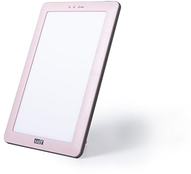 AABY WL22 Daylight Lamp Four Colors LED Light Therapy Lamp UV Free Flicker Free 10000 Lux LED White Bright Light 3-Step Brightness Timer Indicator Compact and Portable Energy Booster (pink)
