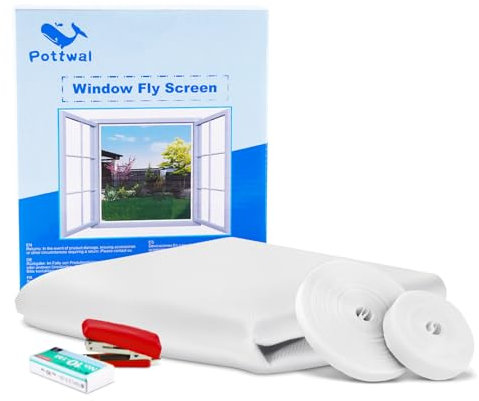 Mosquitera para ventana DIY- Fácil montaje - Protección contra insectos - No es necesario taladrar - Se puede cortar para adaptarse a ventanas de hasta 150 x 180 cm - Blanco