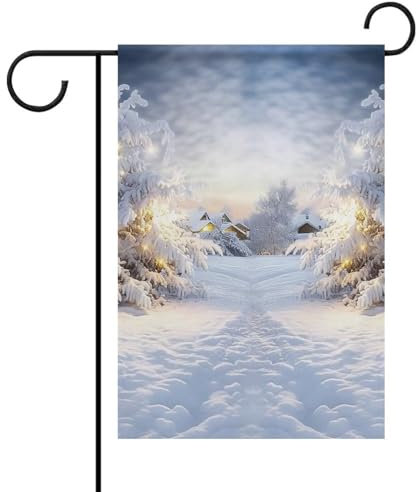 Gartenflagge, Winter, verschneit, doppelseitige Flaggen, Outdoor-Dekorationen, wetterfest, Terrasse, Banner, Urlaub, Gartendekorationen für alle Jahreszeiten