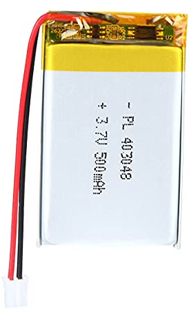 LiPo Akku 3,7V 500mAh 403048 mit JST-Kabel – Wiederaufladbarer Lithium Polymer Akku für Bluetooth-Lautsprecher, DIY-Projekte und Elektronikgeräte