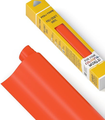 POLI-CRAFT Vinyl Klebefolie (PERMANENT) - selbstklebende Plotterfolie für DIY-Projekte, Neon Orange matt, 30,5 cm x 183 cm