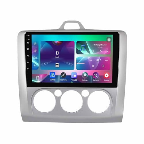 Android 14 Doppio Din 9 Zoll Auto Radio Touch Display con Telecamera Posteriore Comandi al volante Bluetooth GPS Car Play senza fili per Ford Focus 2 2004-2011(A,Q400(8+128G))