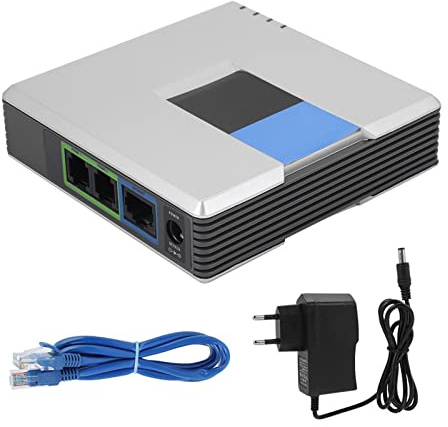 LICAEVEY VoIP Gateway 2 Ports SIP V2 Protocol Internet -Adapter mit SIP RJ45 -Netzwerkkabel für Pap2t (EU-Stecker)