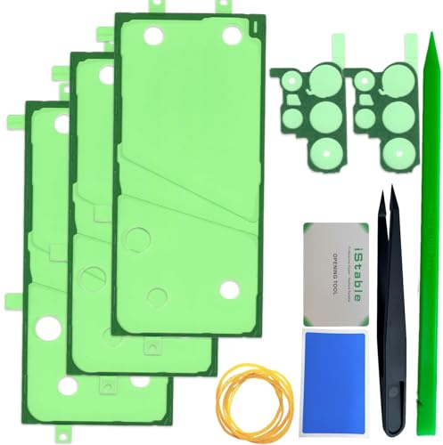 iStable Adesivo Cover Posteriore Compatibile con Samsung Galaxy S23 Ultra Nastro di Ricambio Pre-Tagliato per Sportello Batteria, Kit Colla Biadesiva SM-S918B/DS, SM-S918U (Confezione da 3)