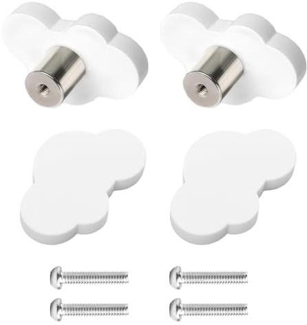 DIPZO Juego de 4 Pomos de Muebles en Forma de Nube, Tiradores Decorativos con Tornillos, Pomos Suaves para Habitación Infantil, Armarios, Dormitorios, Armarios y Muebles