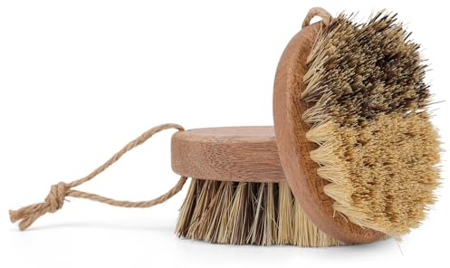 2pcs Vegetable Brush Scrubbers with Wood Handle, Dual Bristle Sisal & Palm Wooden Veggie Scrubbing Cleaner Brush for Vegetable Potatoes Carrots Mushroom Tomato Fruits Produce Cleaning Wash