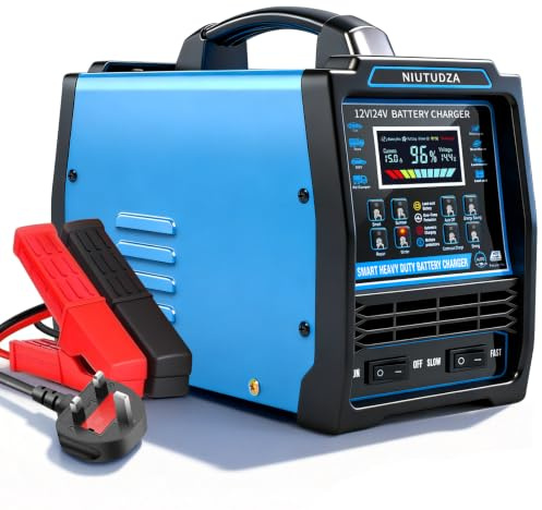 Car Battery Charger Heavy Duty 12V/24V 0-15A Automatic Smart Maintainer Trickle Batteries Chargers with Fast & Slow, Auto Shutoffs, Repair, Winter Mode, for Car Truck Motorcycle Lawn Mower Boat