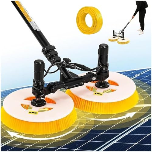 Kit Nettoyage Panneau Solaire，Brosse Électrique Double Tête，Robot Nettoyage Intelligent，2 Brosses Rondes，Outil Automatique Extérieur pour Toiture Fenêtre Panneaux(Lithiumbattery,5.5M)