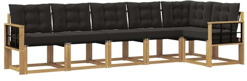 vidaXL Outdoor-Sofagarnitur mit Kissen 6 pcs Weiß und Schwarz, Gartenlounge, Moderne Sofas für draußen, strapazierfähige Sitzgruppe für Terrasse, Perfekter Komfort