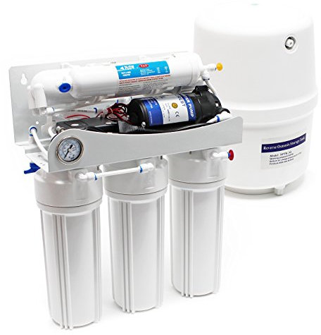 Naturewater Equipo de ósmosis inversa (RO) 5-Etapas 180l/día Bomba de refuerzo Filtración de agua