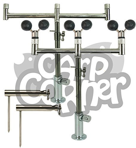 NGT Stainless Steel Fishing Storage Rack With 2x 3 Rod Buzzer Bars, Banksticks, Stabilisers, Stage Stands & 3x Ball Rests