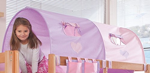 Froschkönig24 2-er Tunnel Spieltunnel für weiße Hochbetten Lila/Rosa