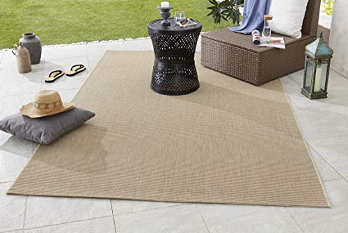 Hanse Home NORTHRUGS Indoor and Outdoor Rug Match 80 x 150 cm - Weatherproof Modern Plain All-Over Plain Design Runner for Balcony Patio Garden Conservatory Living Room Rug Waterproof in Beige