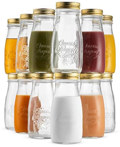Bormioli Rocco Quattro Stagioni 13.5 Oz. Bottles (Set of 12) - Vacuum‑Seal Glass Canning & Beverage Bottles with Twist‑Top Lid - Clear Lead‑Free Glass for Jams, Sauces, Drinks & Gifts - Made in Italy