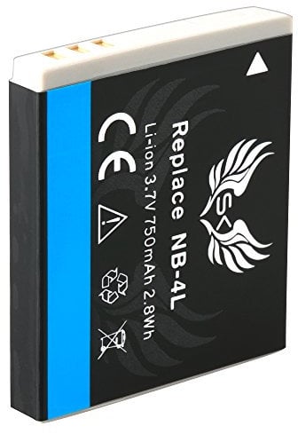 SK Battery Canon NB-4L | 750mAh | for Canon Digital IXUS 65 80 is 100 is 255 HS i7 Zoom // PowerShot SD600 SD1000 SD1400 is ELPH 330 HS TX1 // NB-4LH