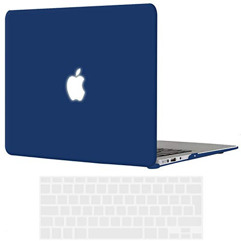 TECOOL Hülle Kompatibel mit Alten MacBook Air 13 Zoll 2010-2017 (A1466 A1369), Ultradünne Schutzhülle Hartschale Case mit Tastaturschutz (EU Layout), Marineblau