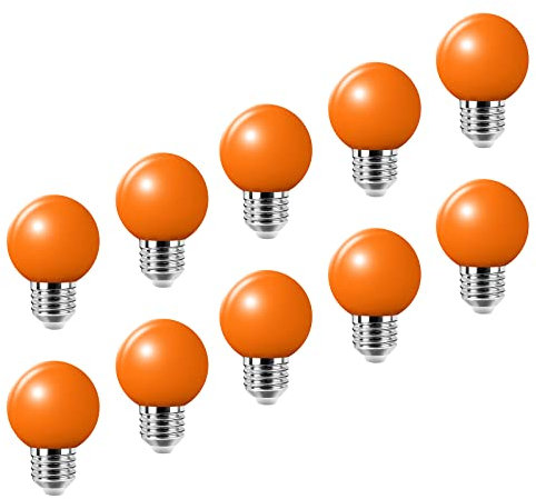 HUAMu E27 orange Golflicht LED Edison-Schraube 2W, Energiesparlampe entspricht 20W Glühlampe, geeignet für Terrassen-Glühlampe AC220-240V, 10er Pack