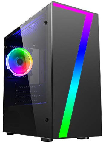 OCHW Seven RGB Ultra Fast Gaming PC Desktop Computer AMD A8 9600 Quad Core ATI Radeon HD R7 Graphics USB 3.0 1TB Hard-Drive 8GB DDR4 Wireless Keyboard & Mouse Wifi windows 11