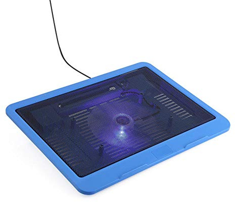 Laptop Cooler Pad, Notebook Cooling Pad Base Big Fan con LED blu Supporto USB per notebook da 14 o inferiore/Supporto ergonomico(Blu)
