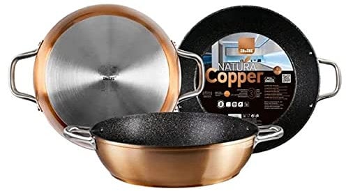 IBILI Natura Copper Deep Frying Pan with 2 Handles, 32 cm, Aluminium, Stone-Style Non-Stick Coating, Suitable for Induction Hobs