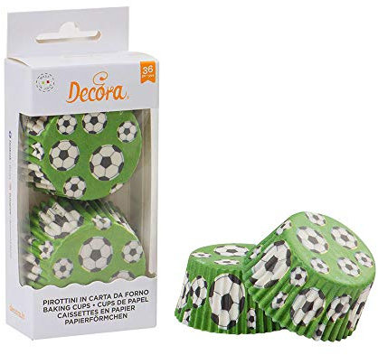Decora 0339845 PAPIERFÖRMCHEN FUßBALL 50 X 32 MM 36ST, Paper, Grün