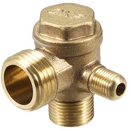Air Compressor 90 Degree Non-Return Valve Male Threaded Brass Connector 1/8 x 3/8 x 1/2 Inch